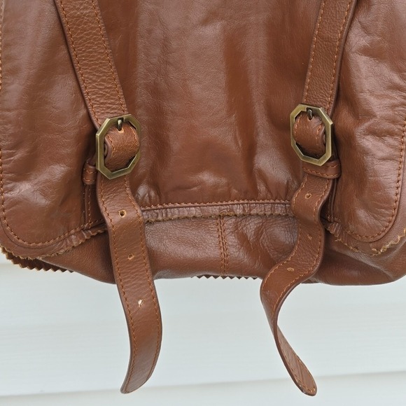 Latico NJ USA Women's Pecan Brown Leather Backpack Pocketbook Tassel Zip Up Tote - Picture 5 of 11